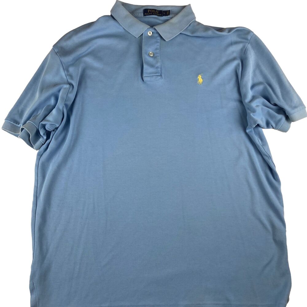 Polo Ralph Lauren Men’s L Blue Polo Shirt Classic Pony Short Sleeve Cotton READ